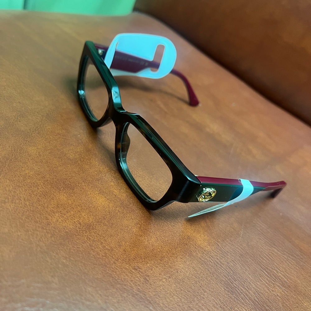 Gucci Black and Burgundy Glasses with Gold Detail